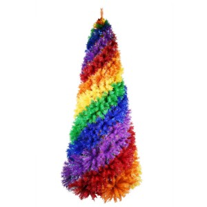 ChicFurnit Artificial Trees 6FT Christmas Tree Stands Rainbow Spiral Christmas Tree Holiday Decor Tree for Home Party, Multicolored, 35"*32"*72" - 1 of 4