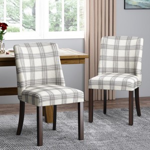Set Of 2 Fabric Dining Chairs,Nailhead Accents Chairs With Upholstered Seating And Tapered Legs,Wooden Armless Kitchen Chair-Coolbibila - 1 of 4