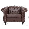 NicBex 84.65" Chesterfield Sofa with Rolled Arm, Modern PU Leather 3 Seater Sofa Couch, Upholstered Vintage Couch for Living Room - 3 of 4