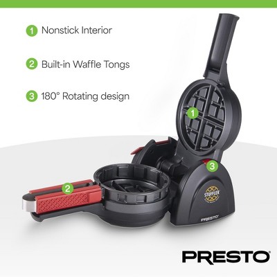 Presto Black Rotating Non-stick Belgian Waffle Maker