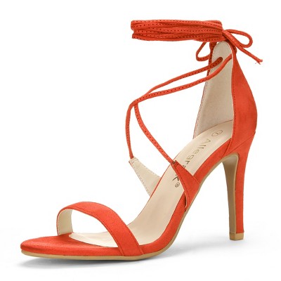 Allegra K Women's Solid Open Toe Lace Up Stiletto Sandals