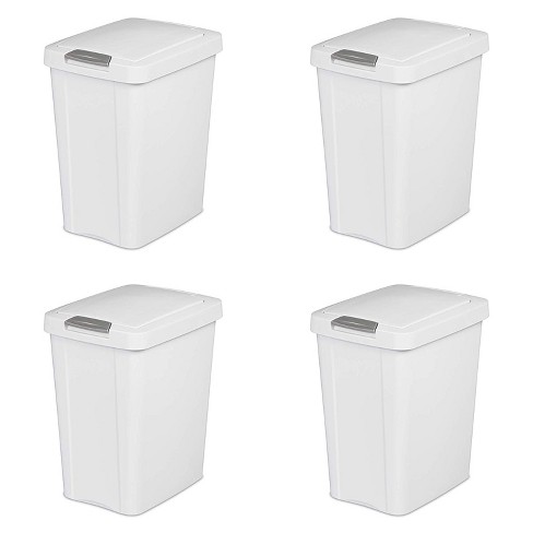 Kitchen Wastebasket, Touch Top, White, 13-Gal.