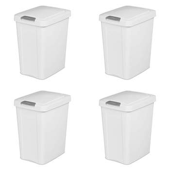 Sterilite Gallon TouchTop Narrow Plastic Wastebasket with Secure Titanium Latch for Kitchen, Bathroom, and Office Use