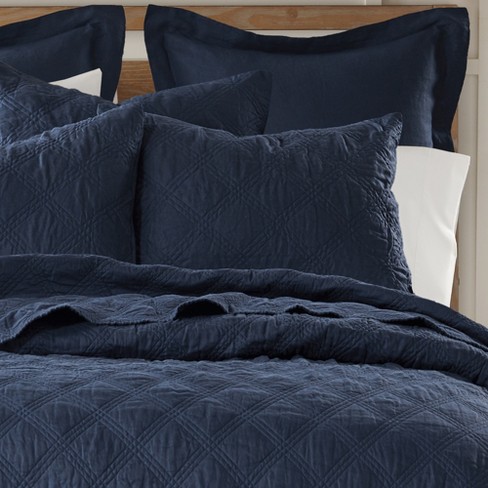 Blue quilted hotsell pillow shams