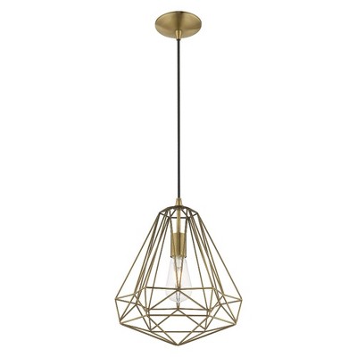Antique Brass Geometric Mini Pendant Light with LED