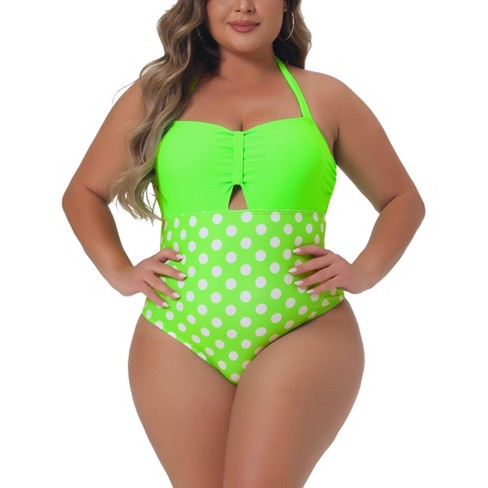 Plus Size Dot-Print Tummy-Control Swim dress, – Samoar