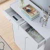 GlasFlength Shoe Racks Modern Ventilated Storage Cabinet with Simple Slatted Two Doors for Entryway Organization, White, 33"*13"*47.5" - 3 of 4