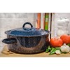 IMUSA USA 4-Quart Blue Speckled Enamel Stock Pot with Lid