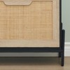 Shoe cabinet with two hinged doors, featuring a natural rattan shoe rack with adjustable shelves and metal legs. Freestanding entryway shoe cabinet. - 3 of 4