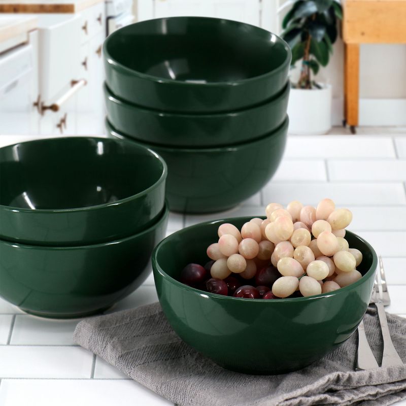 Gibson Simply Essential Display 6 Piece 6 Inch 24oz Stoneware Cereal Bowl Set in Hunter Green, 5 of 6