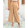 Women High Waisted Wide Leg Palazzo Pants, Flowy Pants Loose Fit Elastic Waist Pleated Trousers Comfy Elegant Business Casual Straight Leg Dress Pants - 2 of 4
