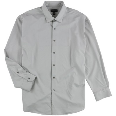 Alfani Mens Travel Ready Button Up Shirt, Grey, 18-18.5