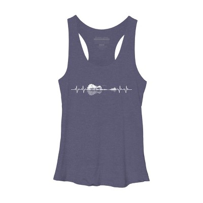 Women's Design By Humans Nature Guitar Heart Beat By Maryedenoa Racerback Tank Top
