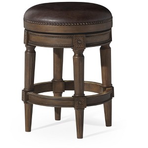Maven Lane Pullman Backless Swivel Vegan Leather Counter Height Bar Stool - 1 of 4