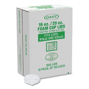 Dart Lids for Foam Cups and Containers, Fits 16 oz, 20 oz Cups, Translucent, 1,000/Carton - 1 of 4