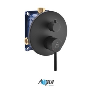 KubeBath Aqua Rondo by KubeBath Matte Black 3-Way Rough-In Shower Valve With Cover Plate, Handle and Diverter - 1 of 2