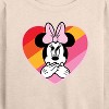 Women's - Disney - Minnie Mouse Rainbow Heart Lightweight French Terry Wide Neck Long Sleeve Shirt - 2 of 4