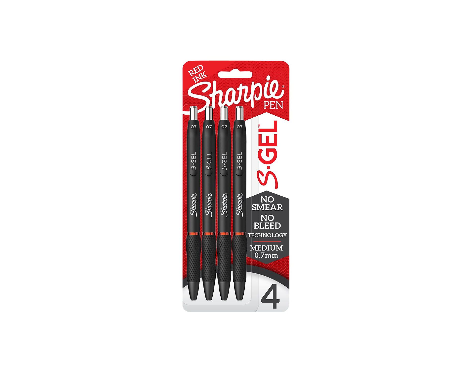 Sharpie S-Gel Retractable Gel Pen Medium Point Red Ink 4/Pack (2169763)