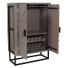 The Urban Port 52" Iron Stand Wine Bar Cabinet with Built-In Stemware Rack and Bottle Holder Gray/Black - 3 of 4