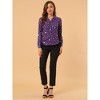 INSPIRE CHIC Women's Metallic Vintage Long Sleeve Gilding Shiny Dots Stars Top - 3 of 4
