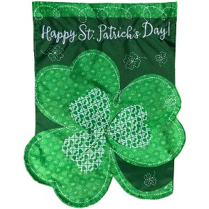 Briarwood Lane Shamrock St. Patrick's Day Applique Garden Flag Clover Sculpted 18" x 12.5" - 1 of 3