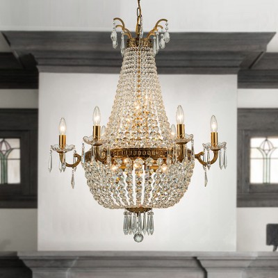ALOADECOR Vintage Basket Chandelier French Country Decor With Crystal Accents