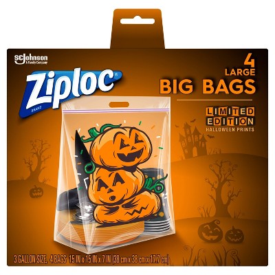 Ziploc Big Bags Large Print Halloween - 4ct