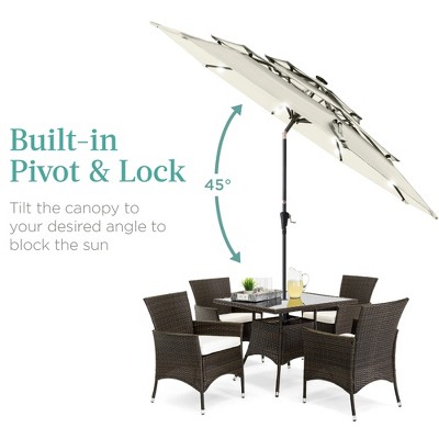 Ivory 10ft 3-Tier Solar Patio Umbrella with LED Lights