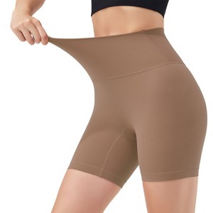 NPolar Women's High Waist Biker Shorts with 6.3In Inseam No Front Seam for Workout Yoga Running Volleyball Dance - 1 of 4