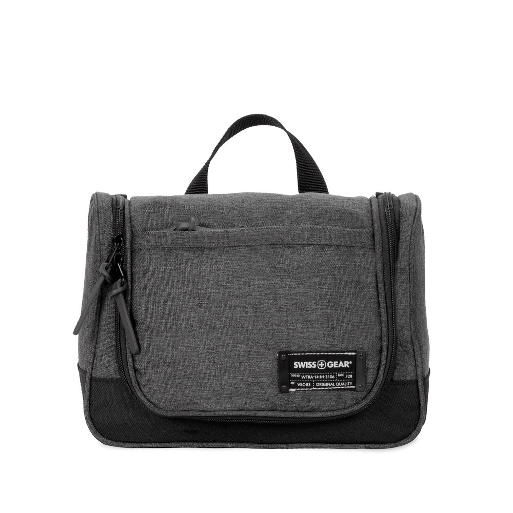 Photos - Cosmetic Bag Swiss Gear SWISSGEAR Rectangular Toiletry Bag - Gray: Hook for Hanging, Multiple Compartments, Lined, Side Pockets 