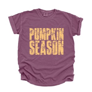Pumpkin Season Block Distressed - Women's Garment Dyed Graphic T-Shirt - 1 of 4