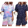 Ekouaer 2 Pack Womens Pajama Sets Short Sleeve Top with Shorts Soft Comfy Loungewear Sleepwear - 2 of 4