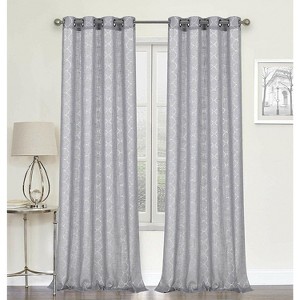 GoodGram 2 Pack: Metallic Geo Semi Sheer Grommet Window Curtain - 1 of 1