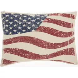 14"x20" Life Styles Wavy American Flag Lumbar Throw Pillow - Mina Victory