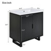 NicBex 29.5" Bathroom Vanity with Sink, Bathroom Cabinet Storage with 2 Soft Closing Cabinet Doors for Bathroom, Black - 3 of 4