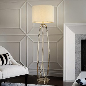 ALOADECOR 62'' Elegant Modern Polished Nickel Metal Floor Lamp With Ivory Fabric Drum Shade For Living Room Dining Room - 1 of 4