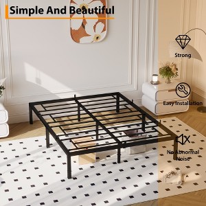 14 Inch Metal Bed Frame, Queen Platform Bed Frame No Box Spring Needed, with Metal Slat Support, Easy Assembly, Under Bed Storage - Black Queen Size - 1 of 4