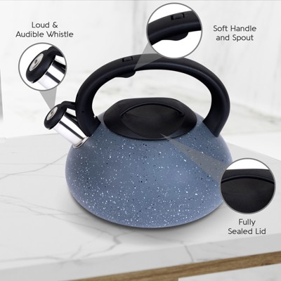 Granite Finish Stainless Steel Whistling Tea Kettle, 96 oz