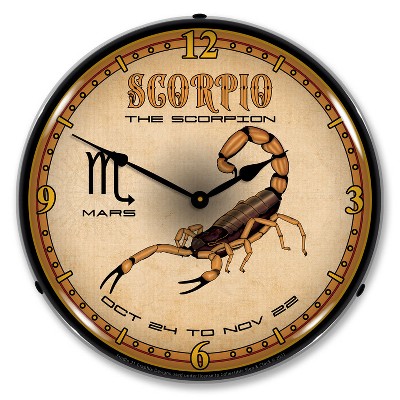 Collectable Sign & Clock | Scorpio LED Wall Clock Retro/Vintage, Lighted