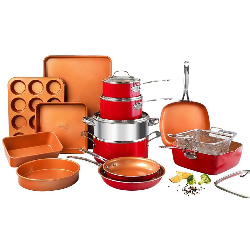 Gotham Steel 20 Piece Nonstick Red Cookware and Bakeware Set, 2 of 3
