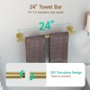 Itopfox 4 Piece Brushed Gold Bathroom Accessories Set 24 Inch Towel Bar Toilet Paper Holder Towel Ring Robe Hook Stainless Steel - 2 of 4