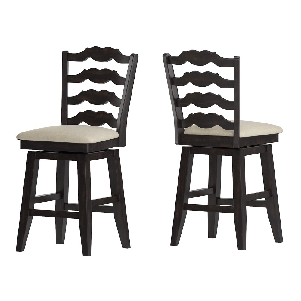 Photos - Chair 24" South Hill French Ladder Back Swivel Counter Height Barstool Black - I