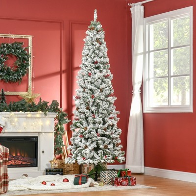 FURNIinspire Artificial Trees Christmas Decorations Slim Christmas Tree, Indoor Holiday Decor, Auto Open, Christmas Vibe, Green, 31.5"*31.5"*88.5"