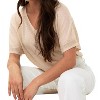 Women's Lurex Pointelle Batwing Vneck Sweater - ESQUALO - 2 of 4