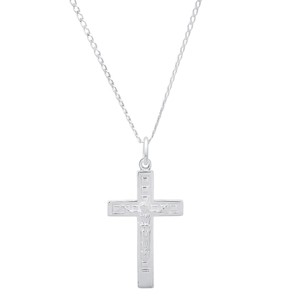 Steeltime 24" Sterling Silver Mens Cross Rhodium - 1 of 3