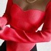 Coolmee Women's Ribbed Knitted Sweater Long Sleeve Square Neck Crop Slim Fitted Basic Pullover Tops - 3 of 4