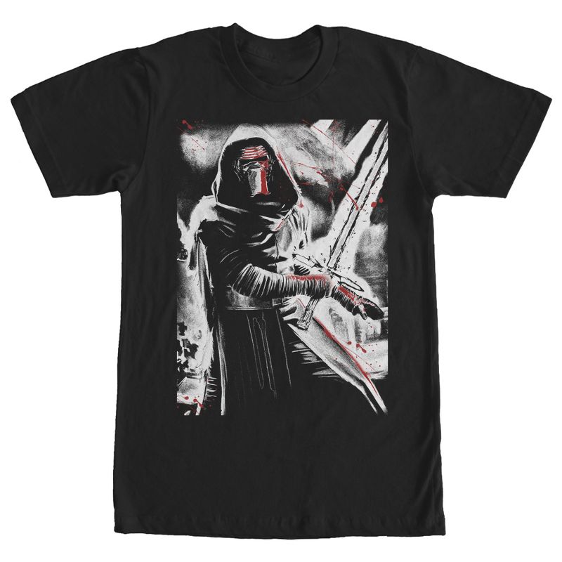 Men's Star Wars The Force Awakens Kylo Ren Lightsaber Splatter T-Shirt, 1 of 5