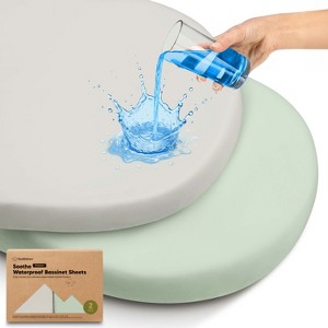 KeaBabies 2pk Soothe Waterproof Bassinet Sheets for Girls, Boys, 33x17 Universal Baby Bassinet Mattress Protector Cover - 1 of 4