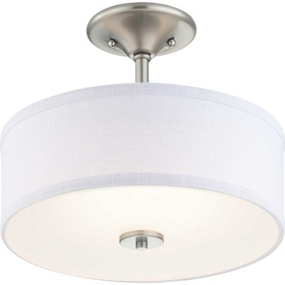 Brushed Nickel LED Semi-Flush Ceiling Light with Glass Shade