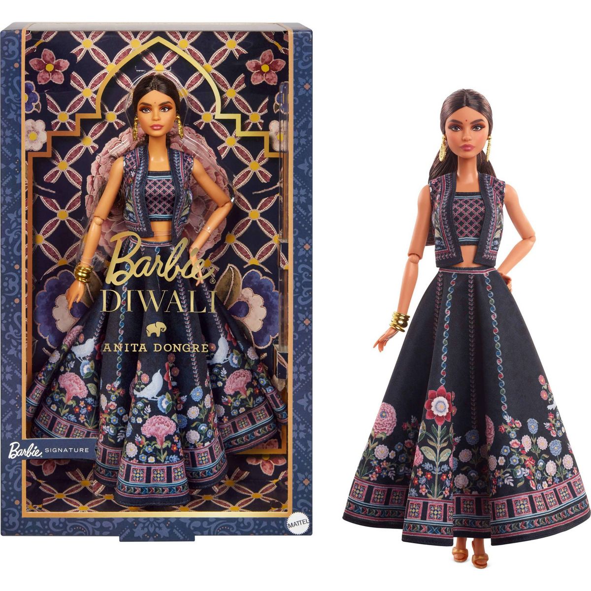 A Diwali themed Barbie doll inside and outsite a box